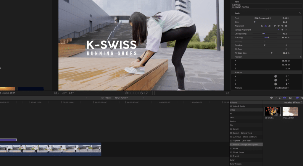 Screenshot of Final Cut Pro motion tracking interface