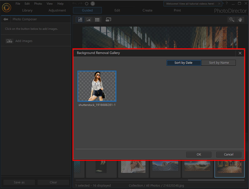 PhotoDirector Interface - Background Removal Gallery