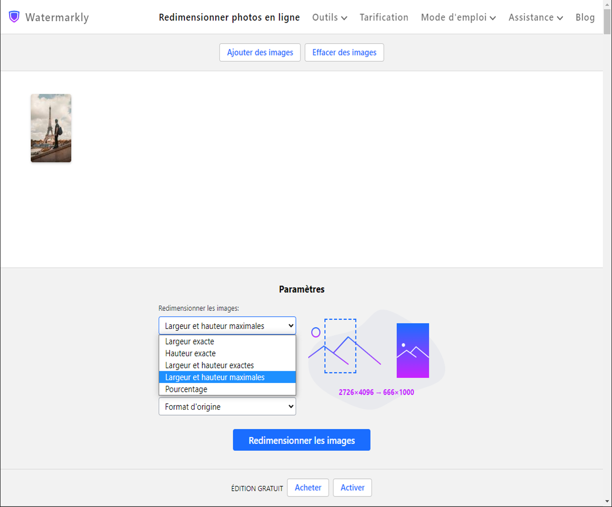 Watermarkly - Agrandir une image en ligne