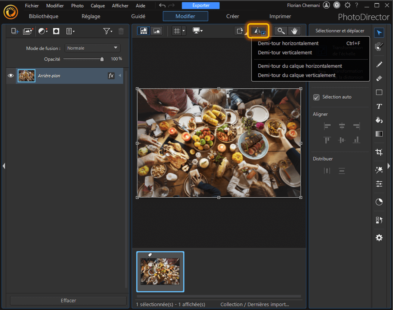 PhotoDirector - retourner et faire pivoter une image avec un logiciel Etape 3