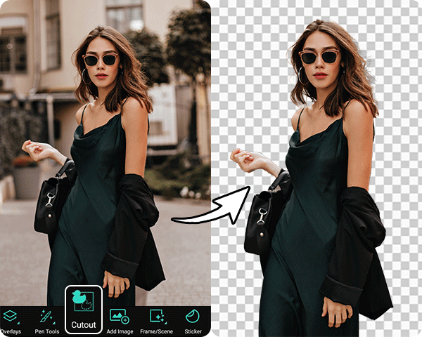 Before and After Removing the background with PhotoDirector