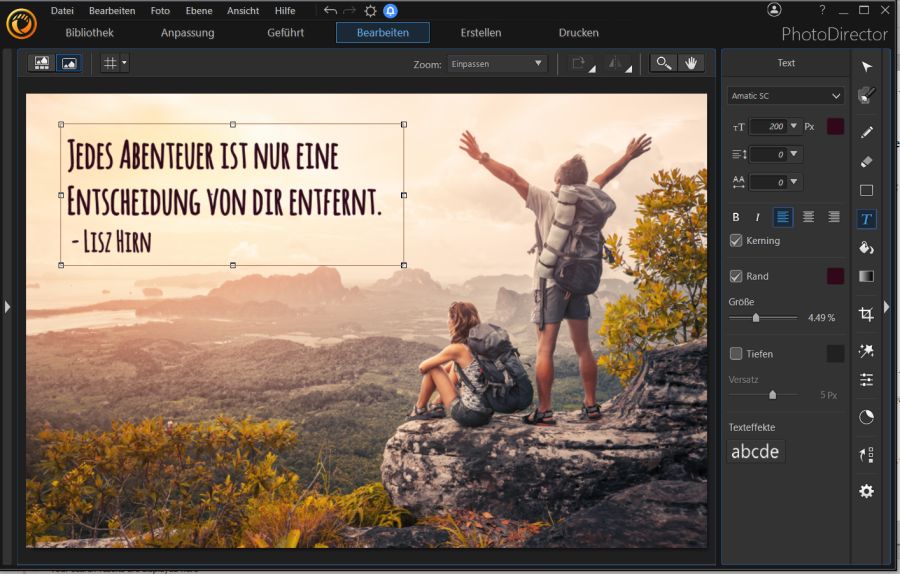 PhotoDirector PC - Bilder beschriften