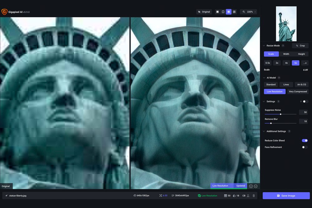 Gigapixel AI Interface