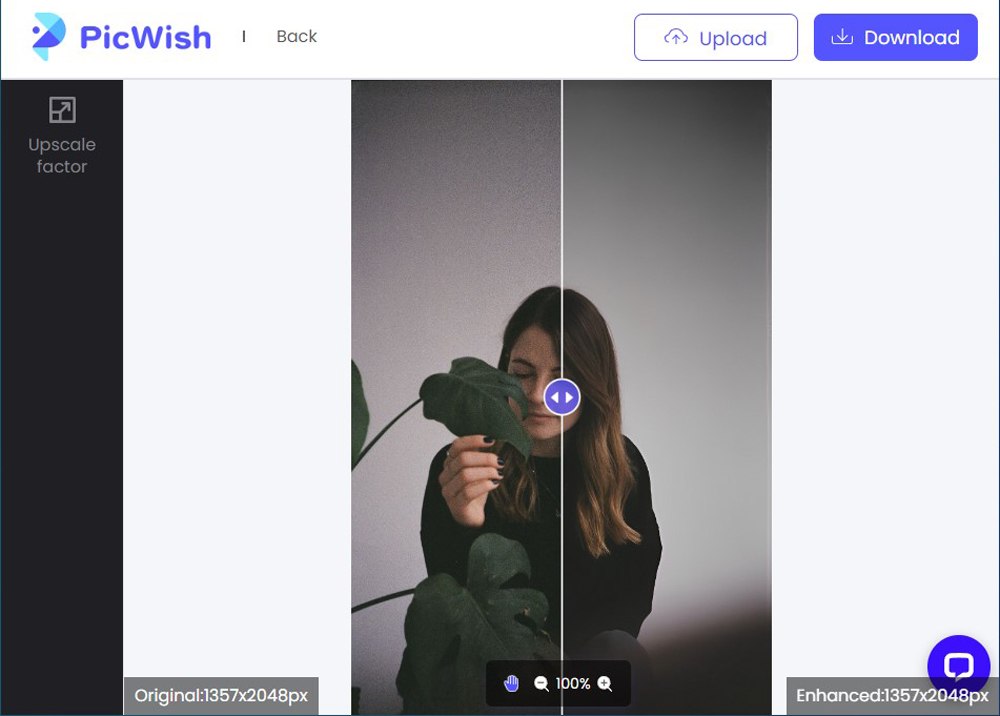 PicWish Photo Enhancer Interface