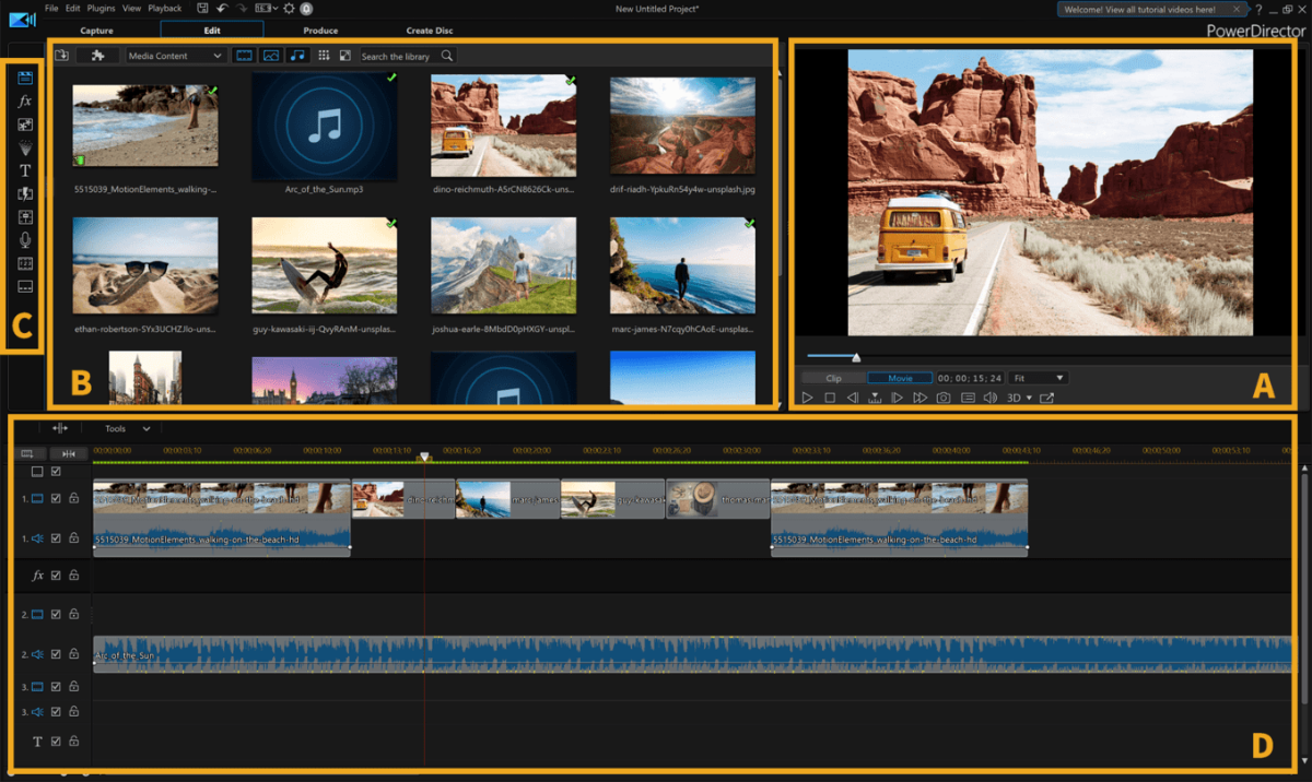 PowerDirector features as Video Editor for YouTube