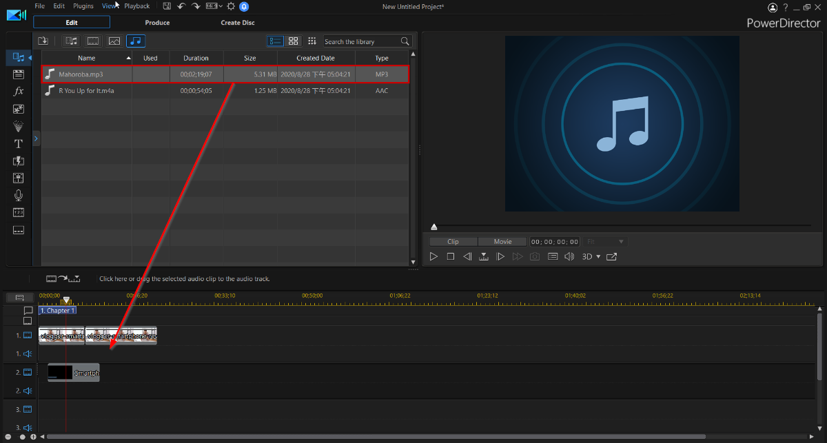 Adding Music in PowerDirector Video Editor