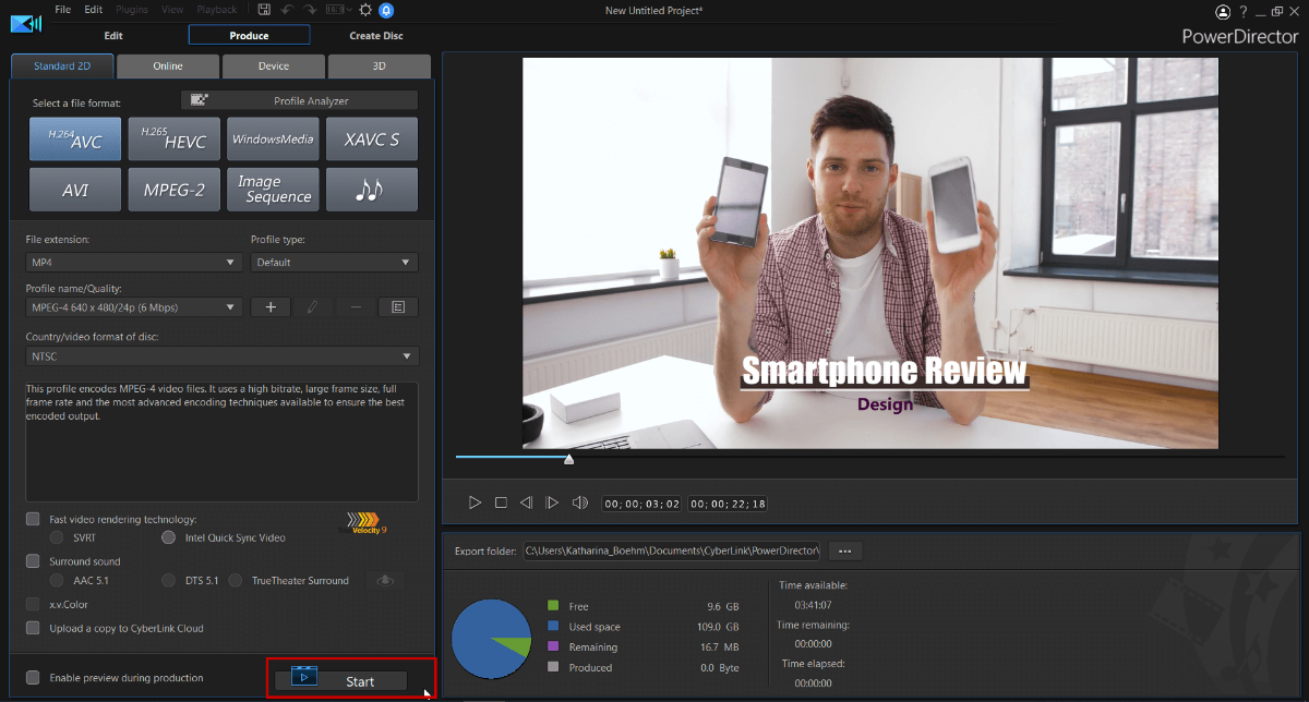 Produce Video in PowerDirector Video Editor