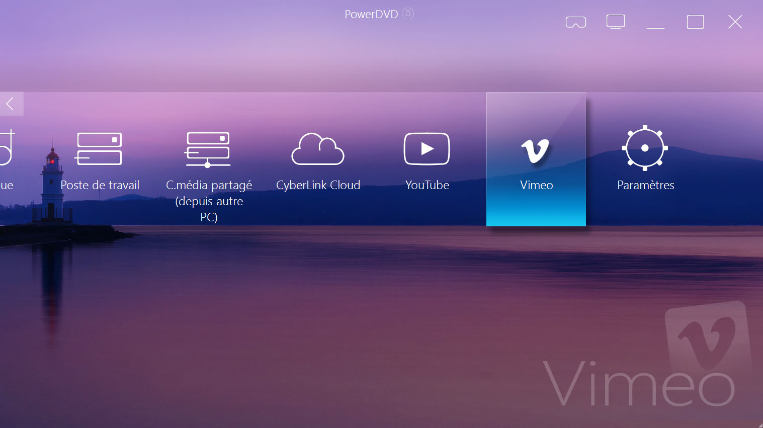 PowerDVD TV mode interface