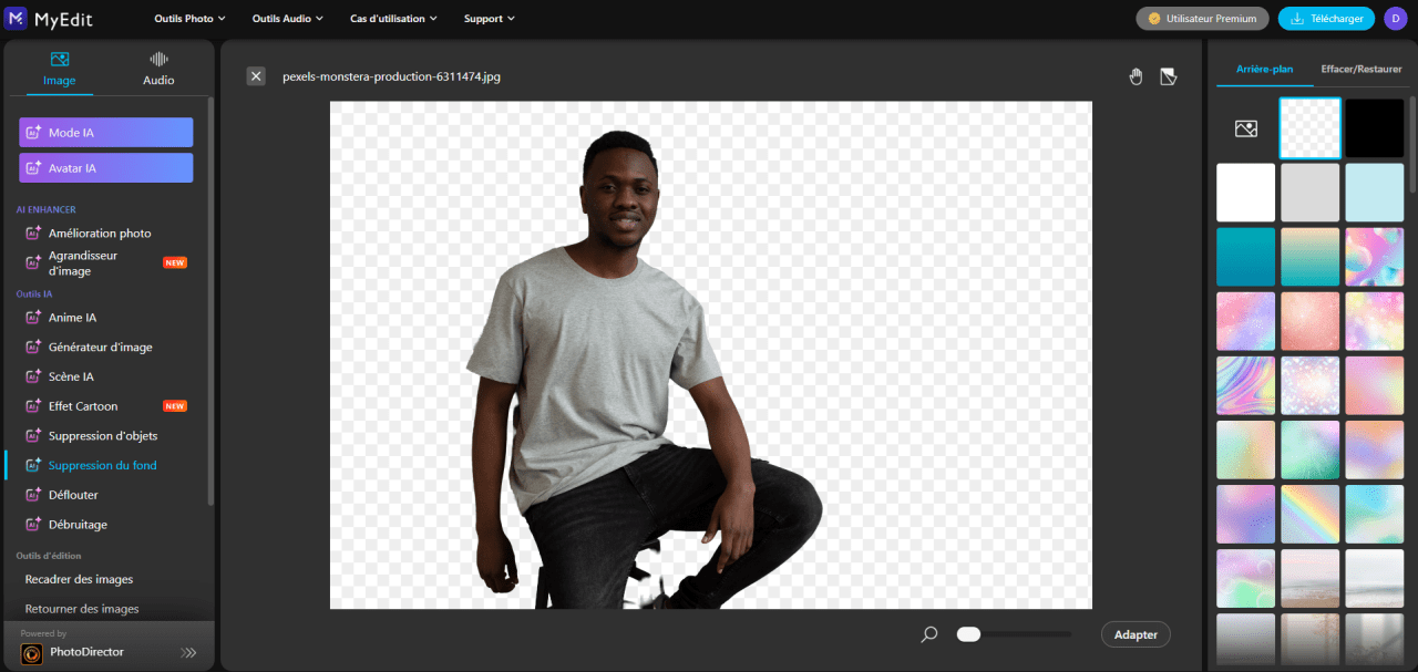 Retirer le fond d'une image en ligne avec MyEdit