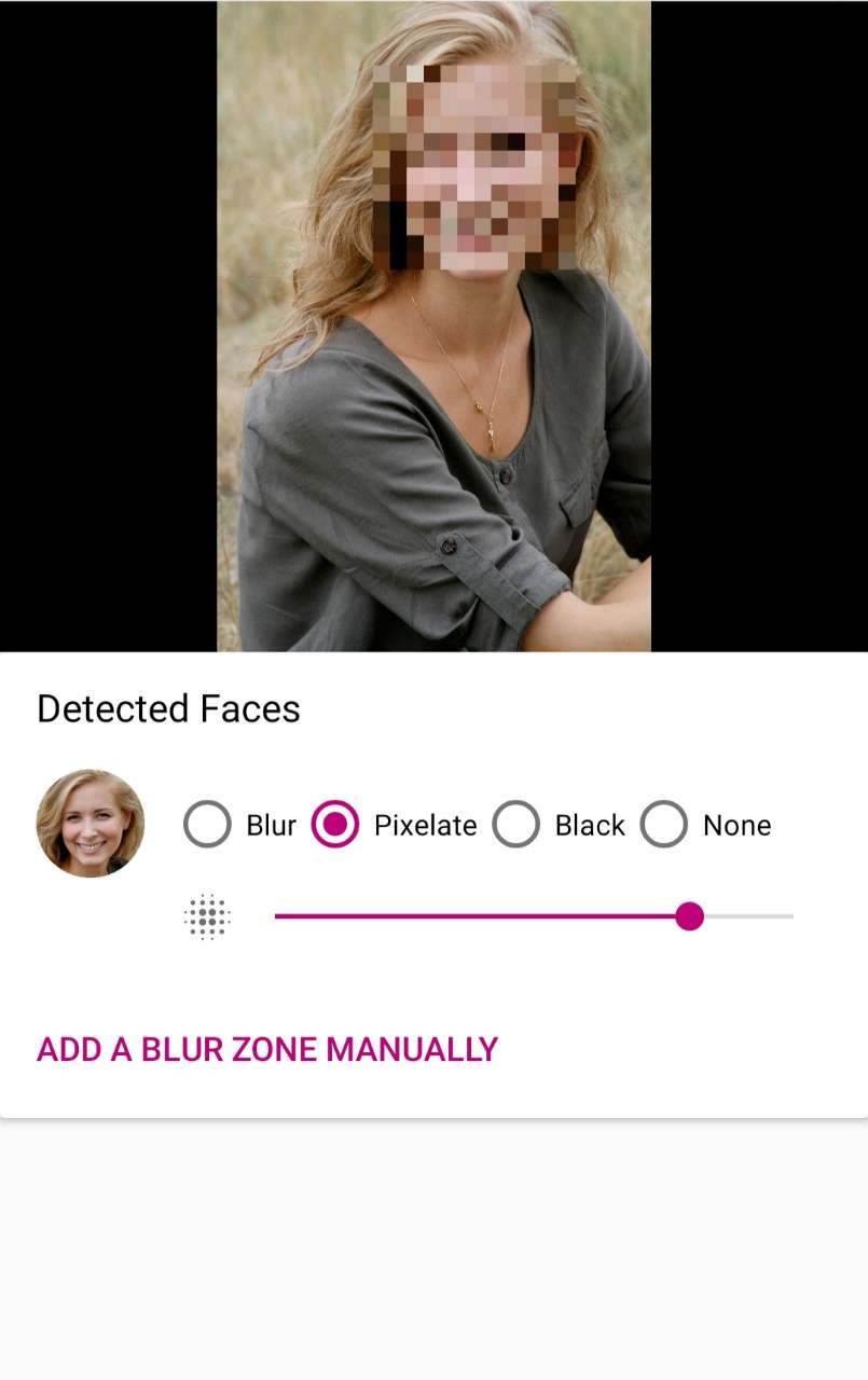 Blur Face Interface - Application pour flouter une photo