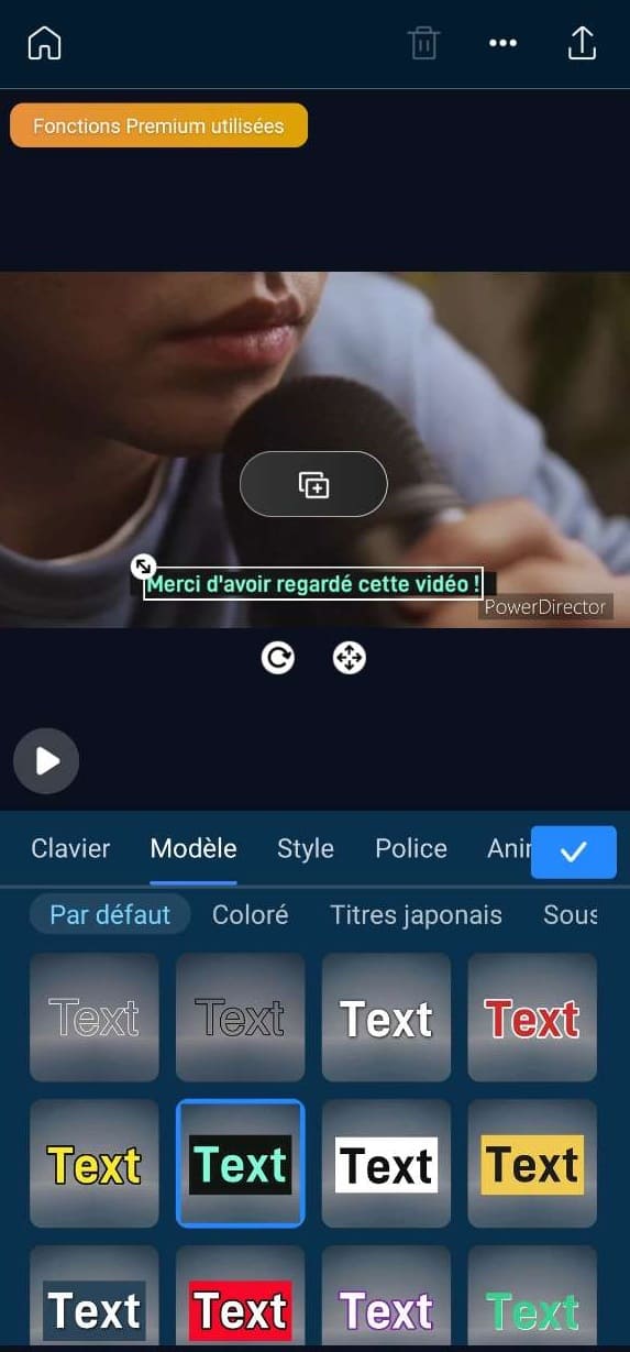 mettre des sous-titres sur l'appli powerdirector