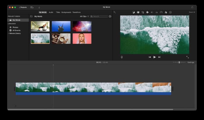 iMovie インターフェース