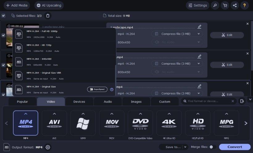 Movavi Video Converter Interface