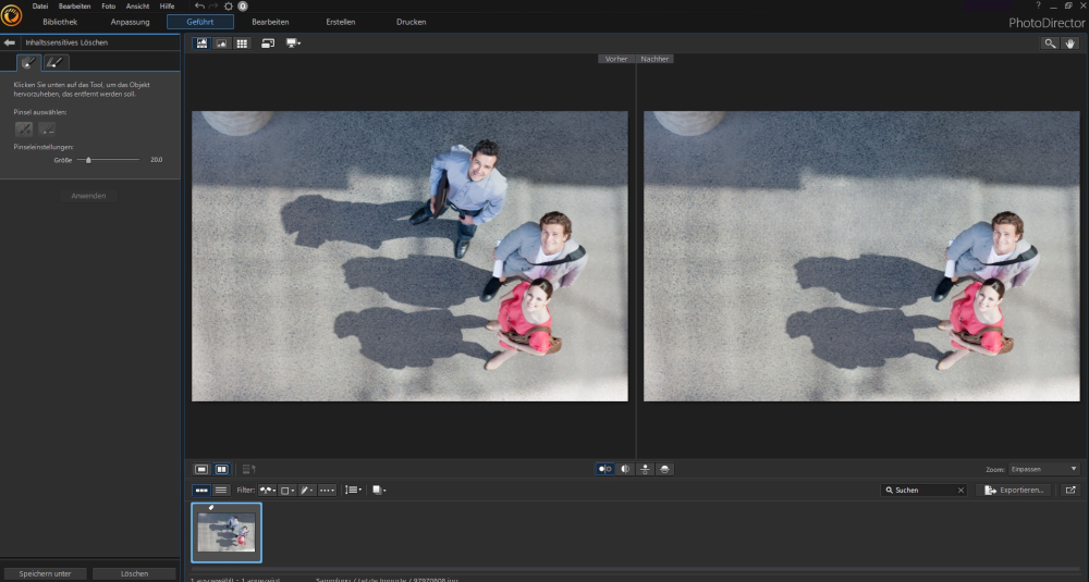PhotoDirector - Objekte entfernen auf dem PC