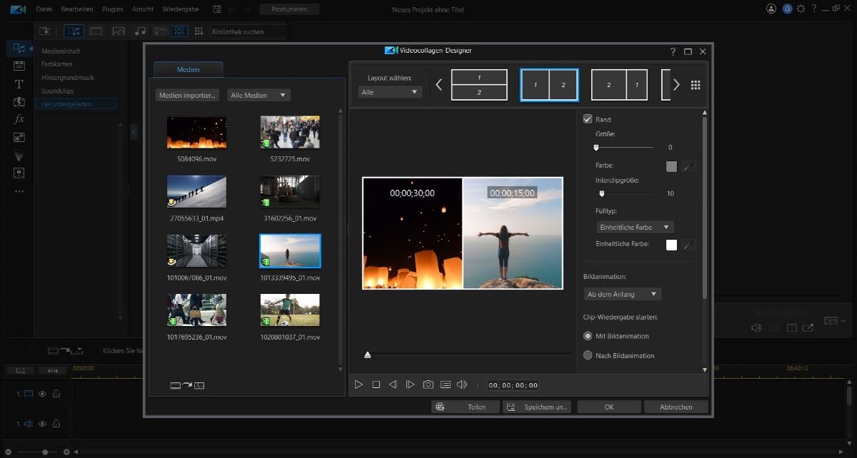 Drag and Drop Videos in Videocollage-Designer - PowerDirector