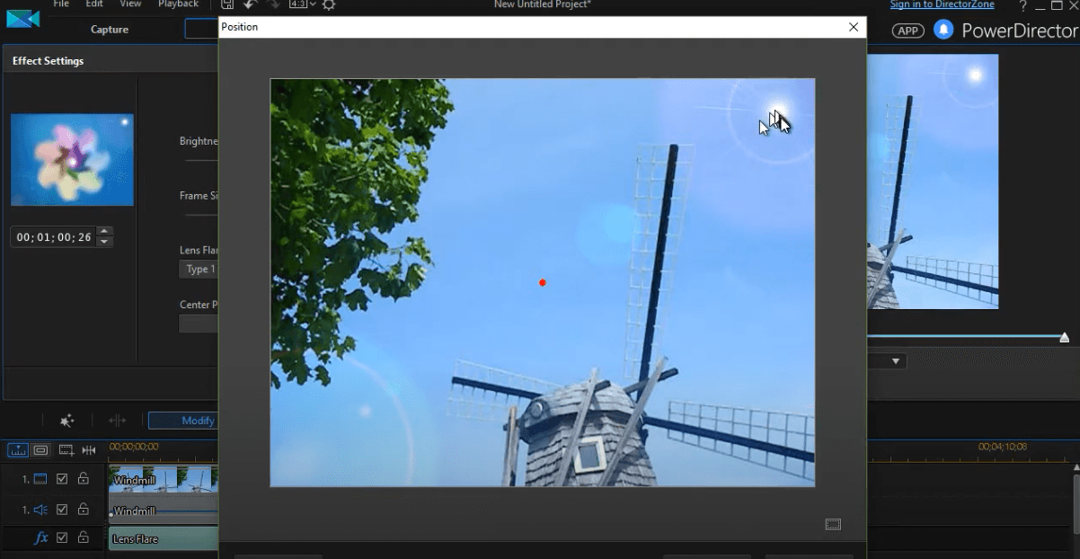 How to use the Lens Flare effect in PowerDirector