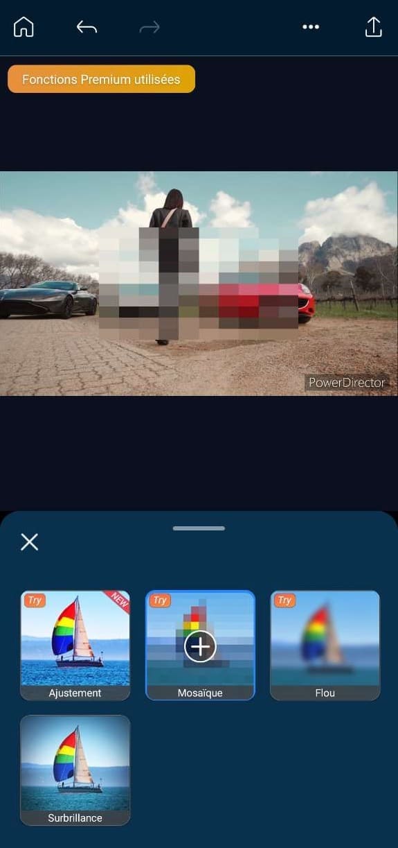 flouter un sujet en mouvement sur l'appli powerdirector