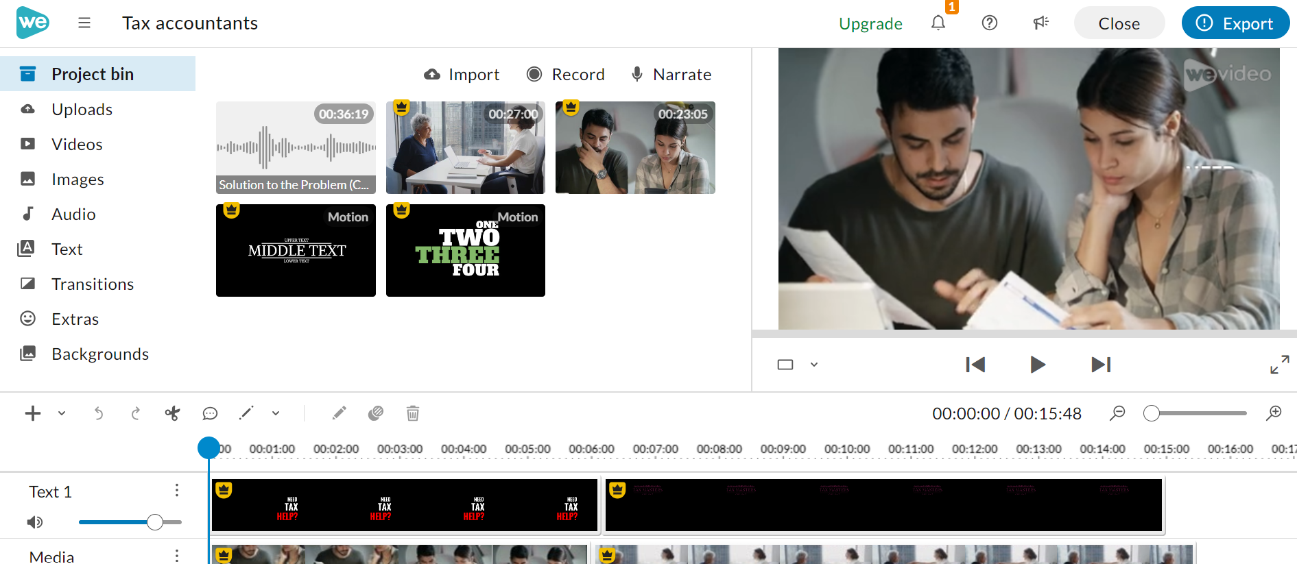 WeVideo - Editor online basado en plantillas