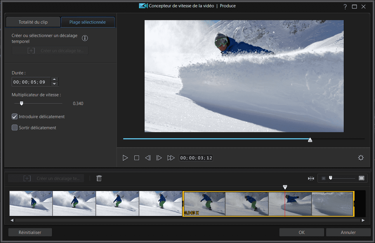 ralentir video sur partie specifique avec powerdirector