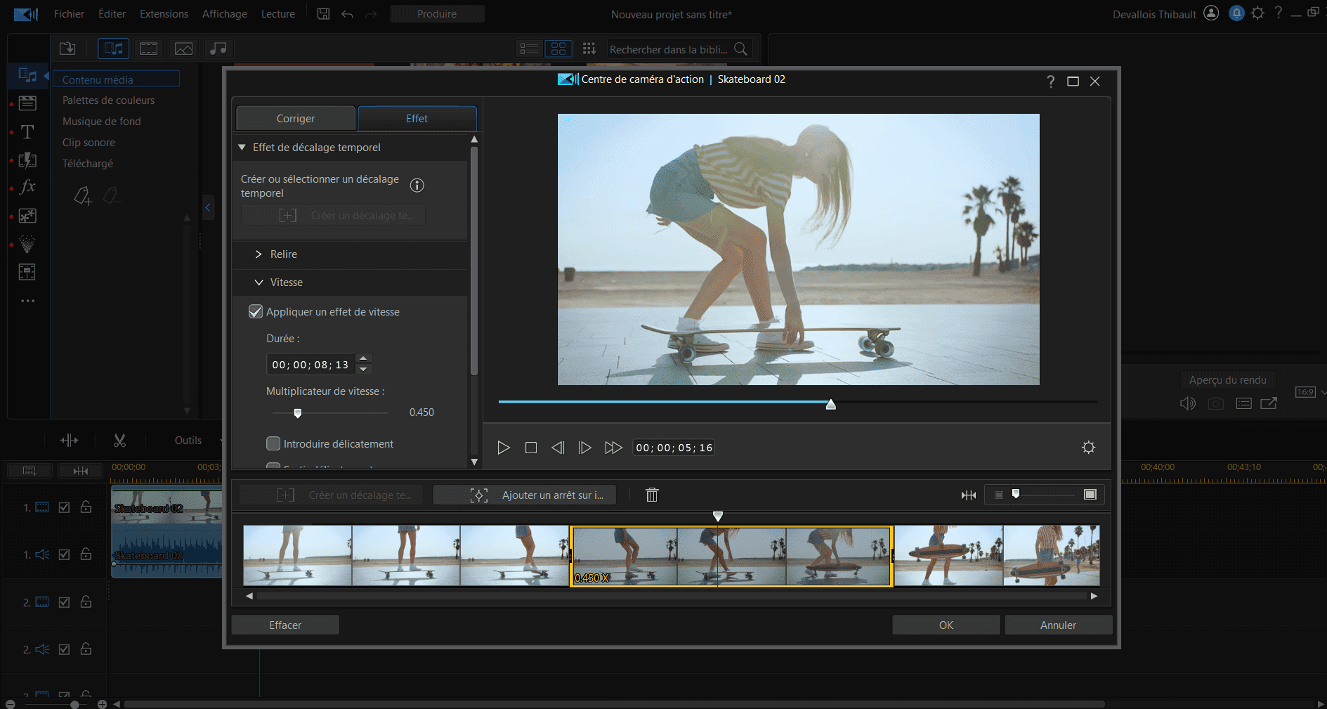 interface de PowerDirector pour accelerer ses videos