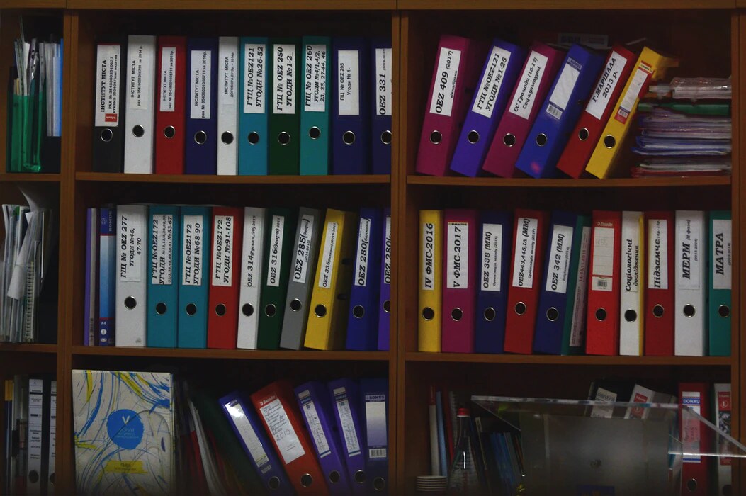 organized folder on the shelf