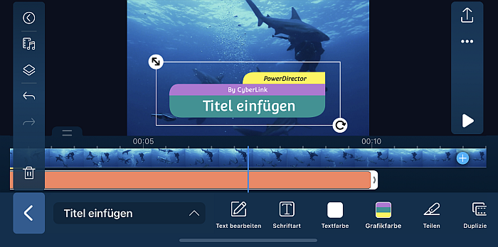 PowerDirector App - Titel einfügen
