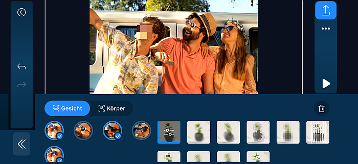 PowerDirector App - Gesichter automatisch verpixeln