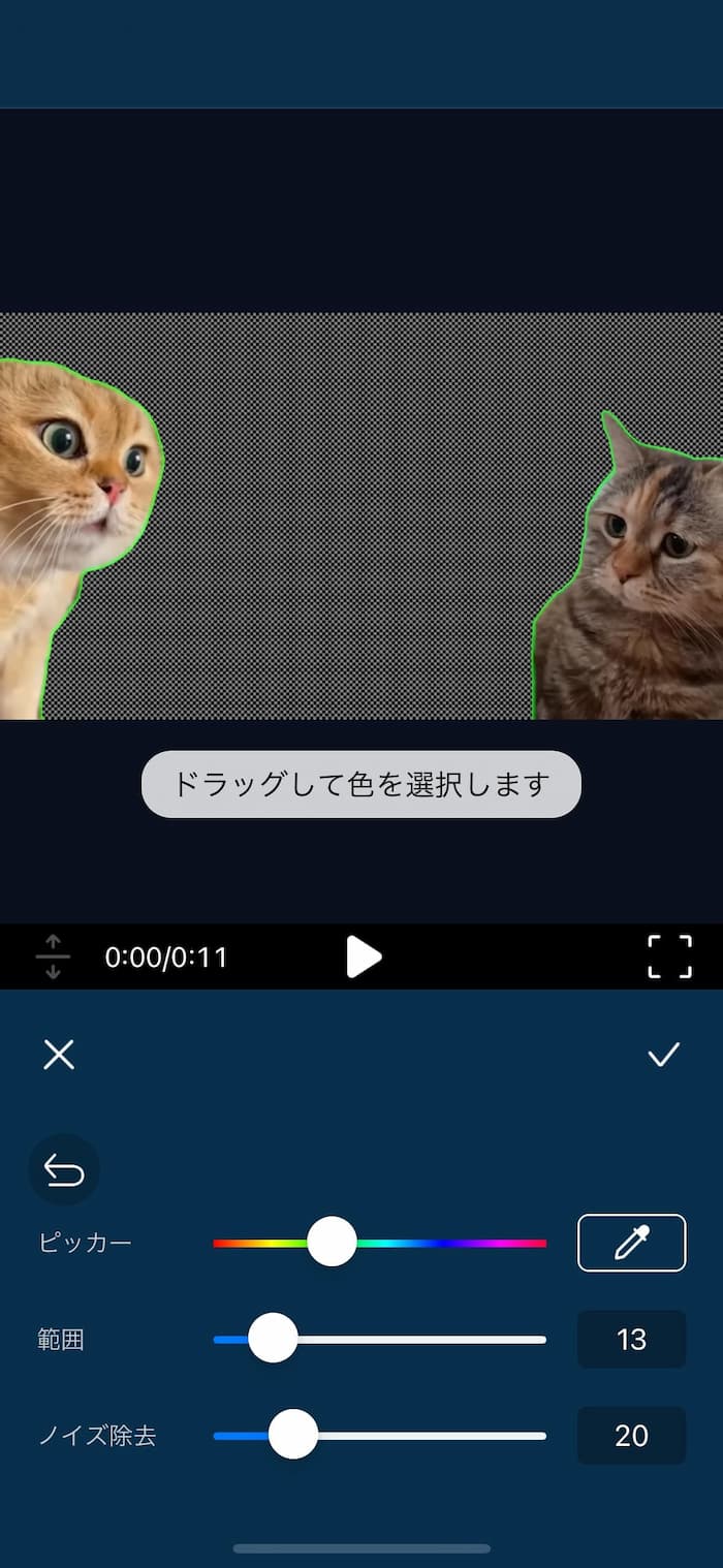 PDRM 一瞬で背景の緑色が除去