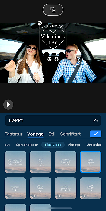 PowerDirector App - Valentinsgrüße ins Video einfügen
