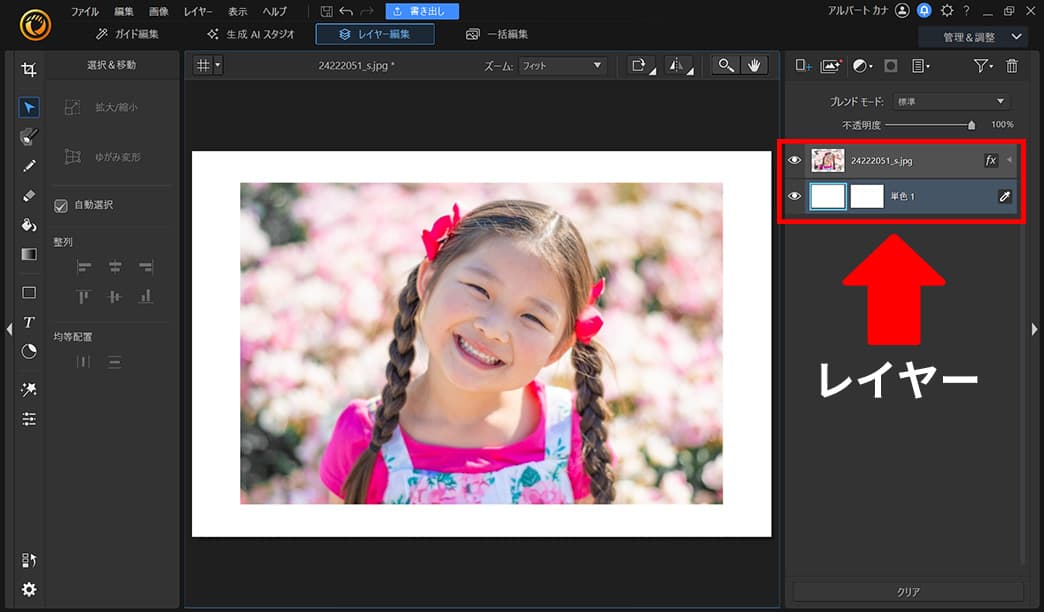 PhotoDirector 【PC編】複数の写真を一枚にする手順3