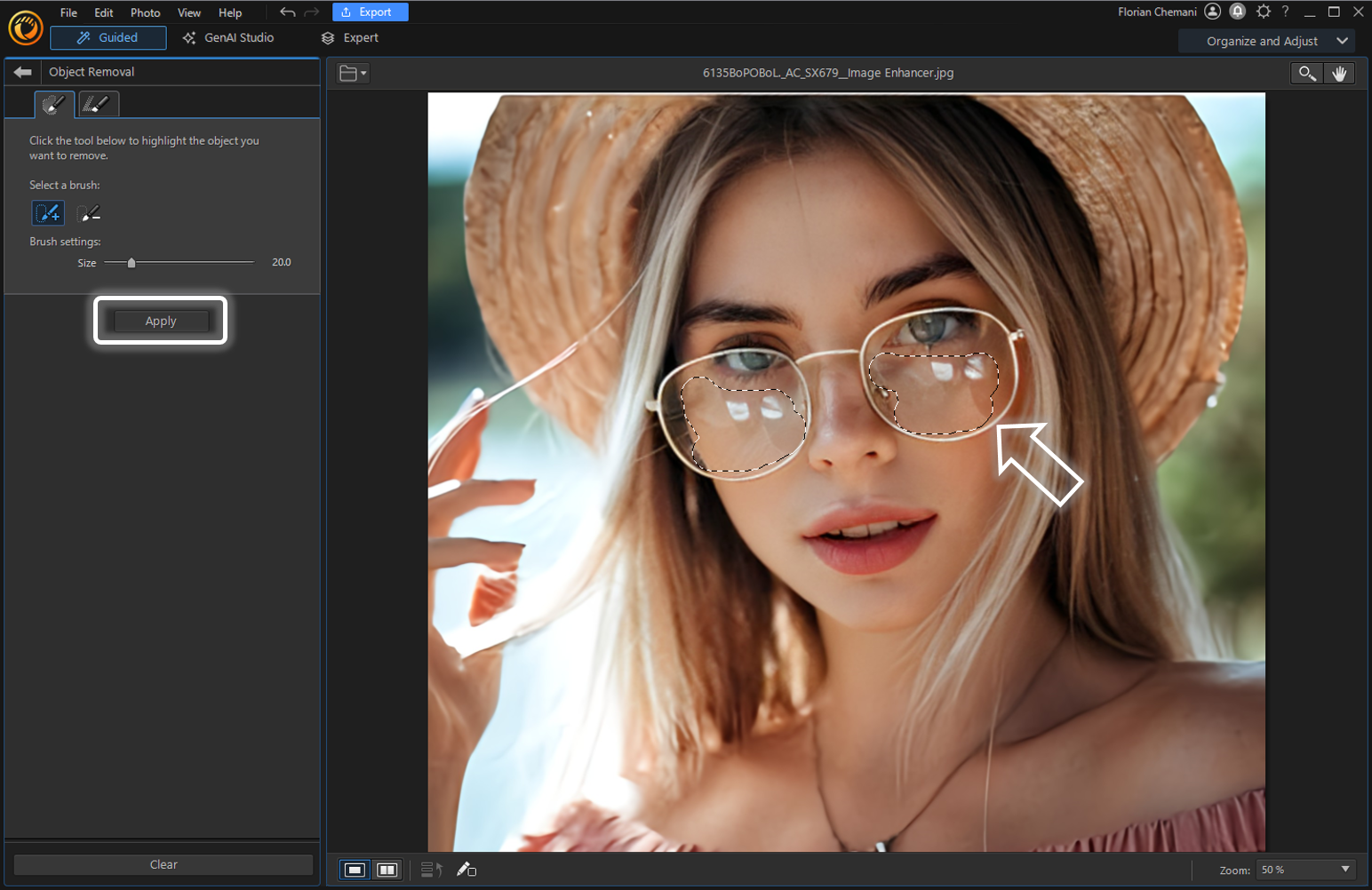 Remove glare from photo with a software - Step 3