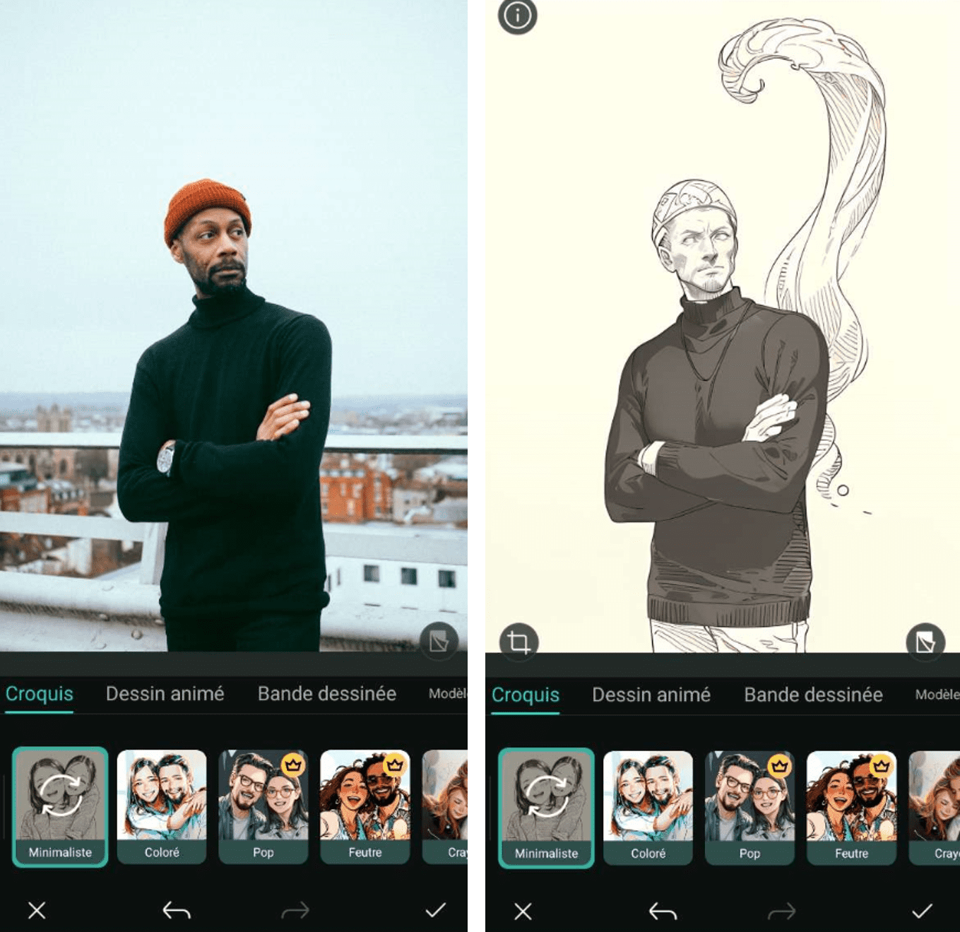 PhotoDirector Interface - Application pour transformer une photo en croquis