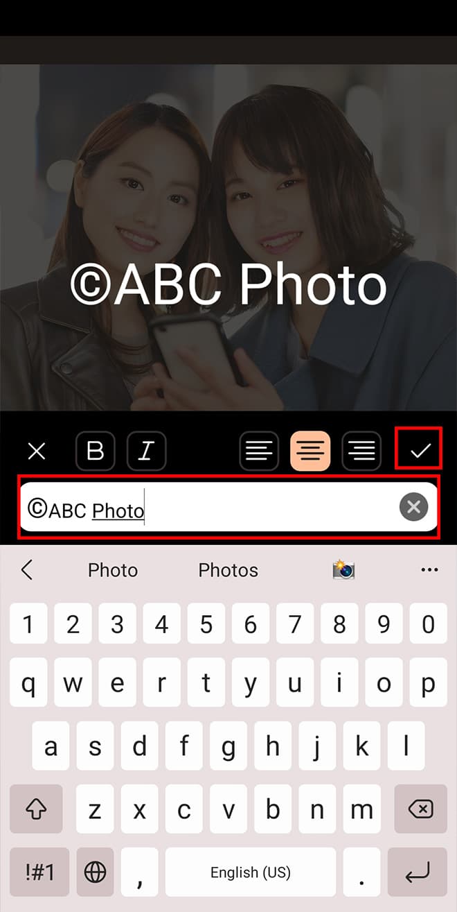 PhotoDirector テキスト入力