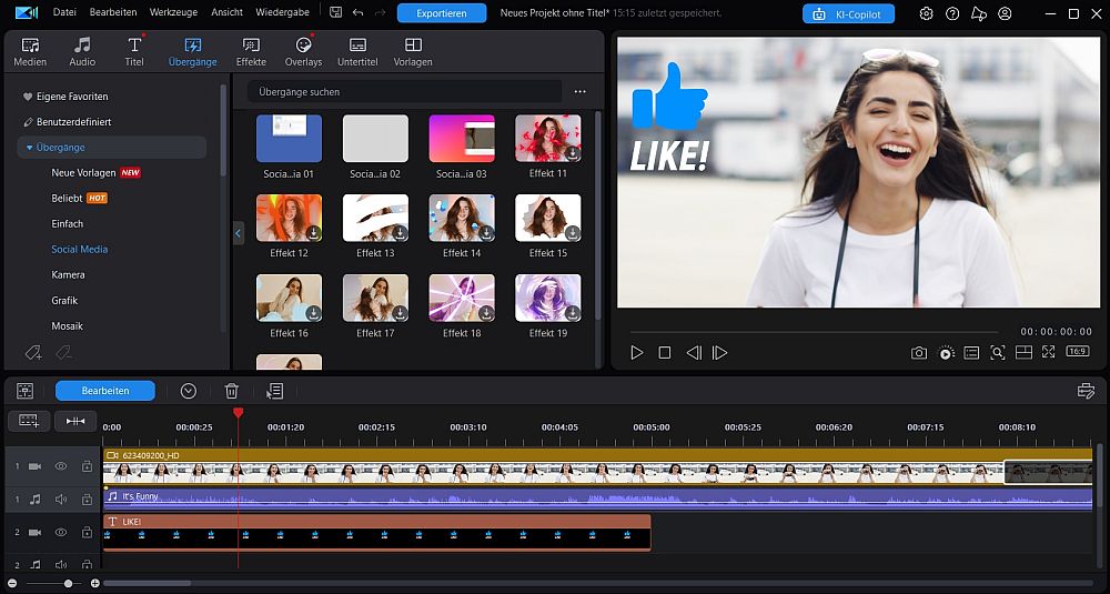Videobearbeitungsprogramm PowerDirector mit KI-Tools für YouTuber