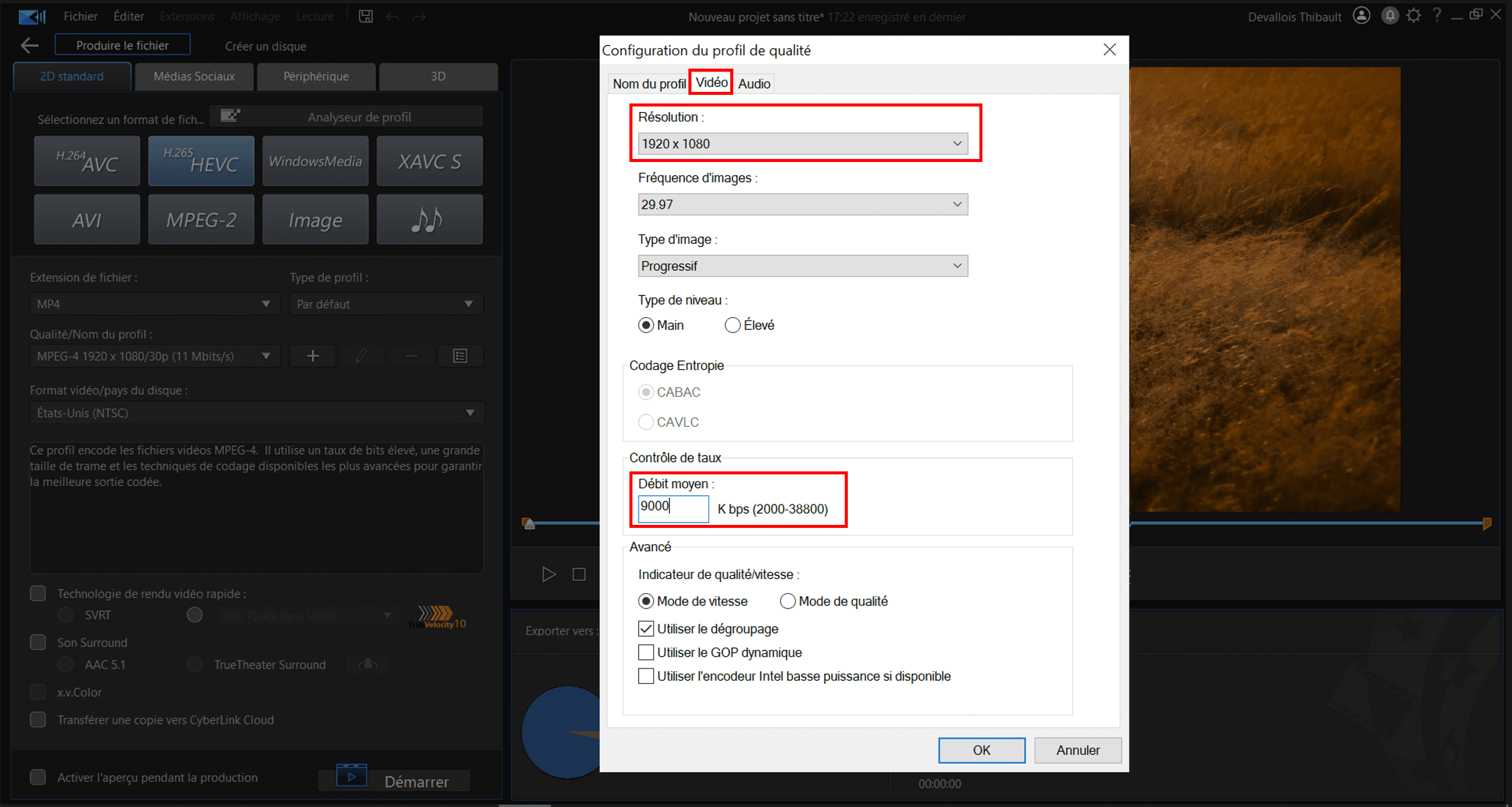 etape 4: personnaliser son profil de compression