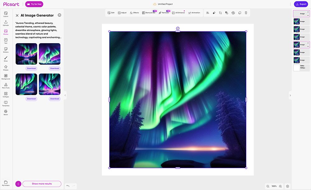 Picsart Interface