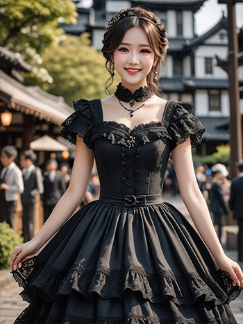 MyEdit AI 生成画像 ゴシック基調のドレスのコスプレ