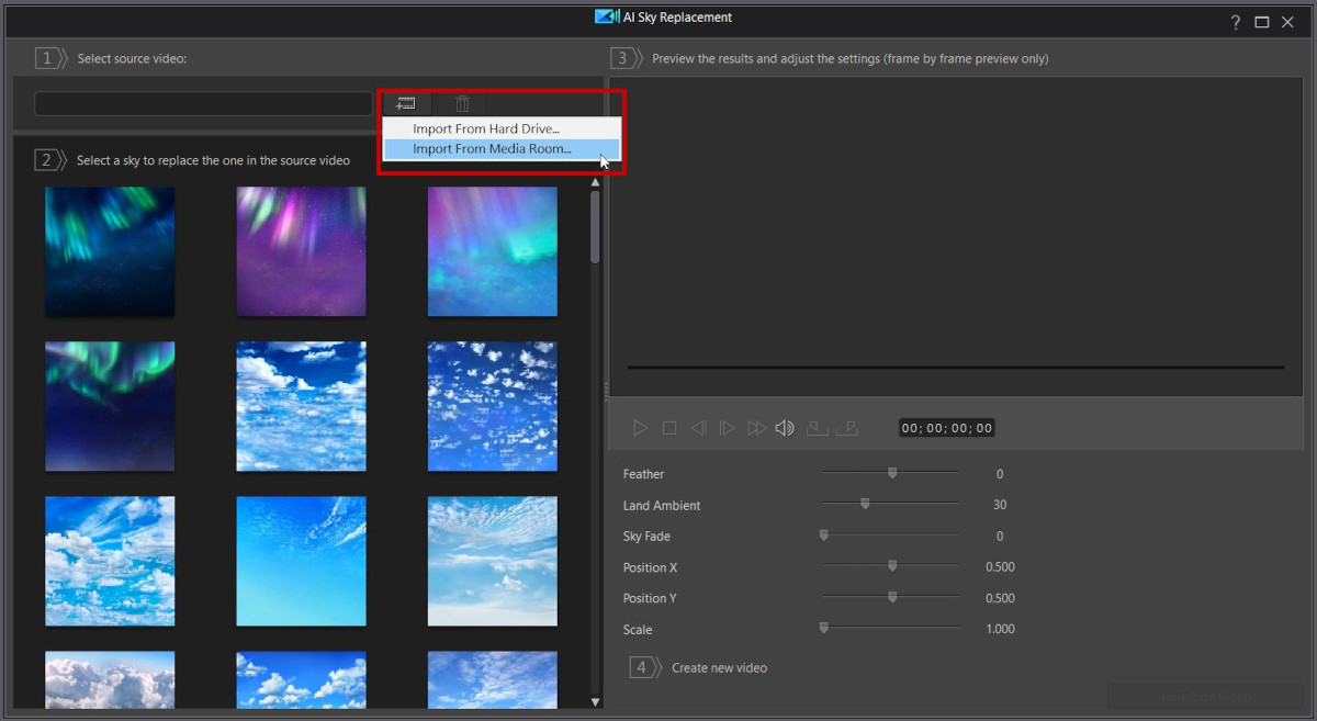 Select source video in PowerDirector