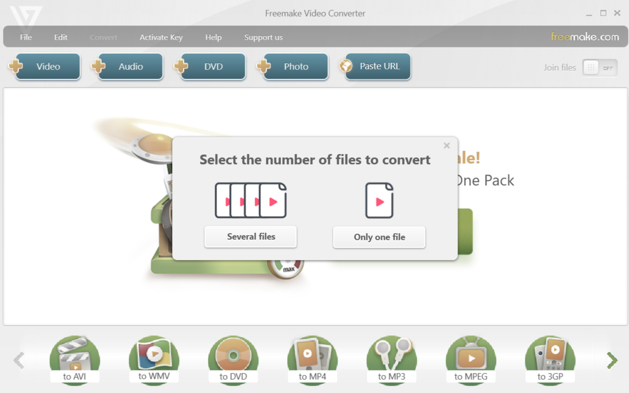 Interfaz de Freemake Video Converter
