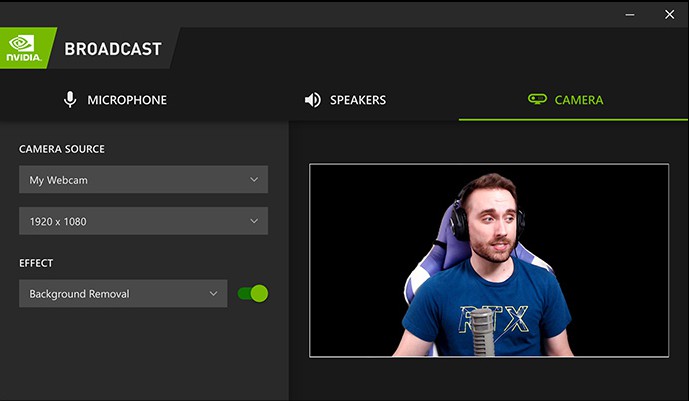 Interfaz de NVIDIA Broadcast
