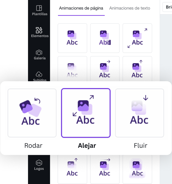 Interfaz de Canva