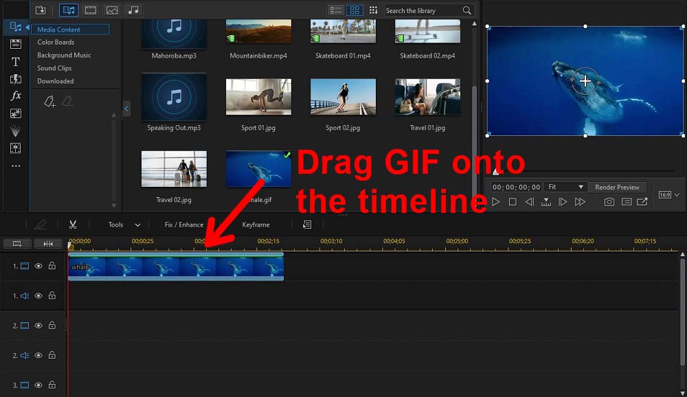 PowerDirector - Create a Video from GIF,Import GIF