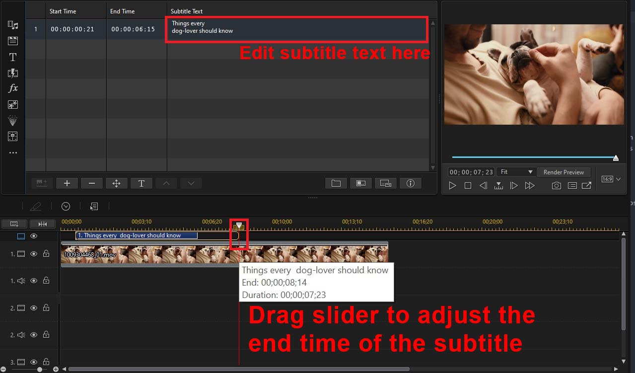PowerDirector - Create a Video from GIF, Subtitle Duration