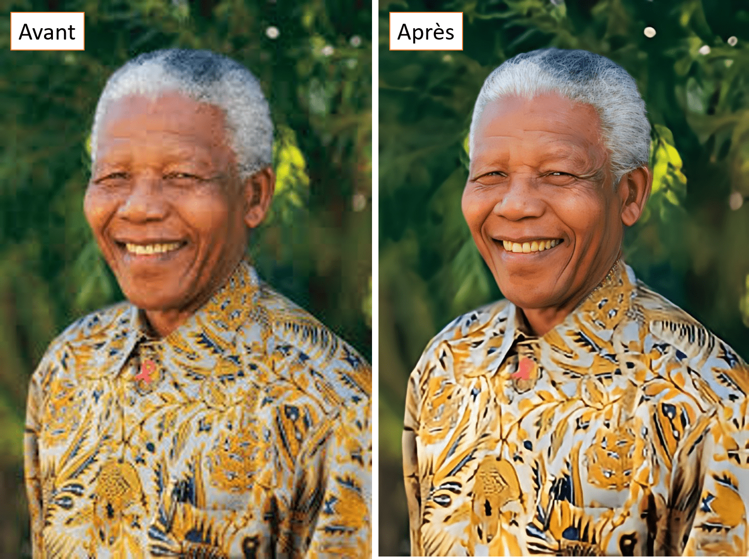 Comparaison avant et après utilisation de l'outil pour déflouter une image