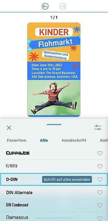 Flyer mit verschiedenen Schriften
