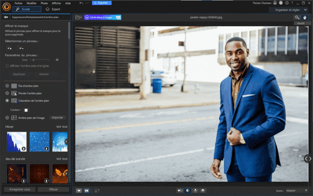 PhotoDirector PC - 2e solution pour ajouter un fond blanc sur une photo