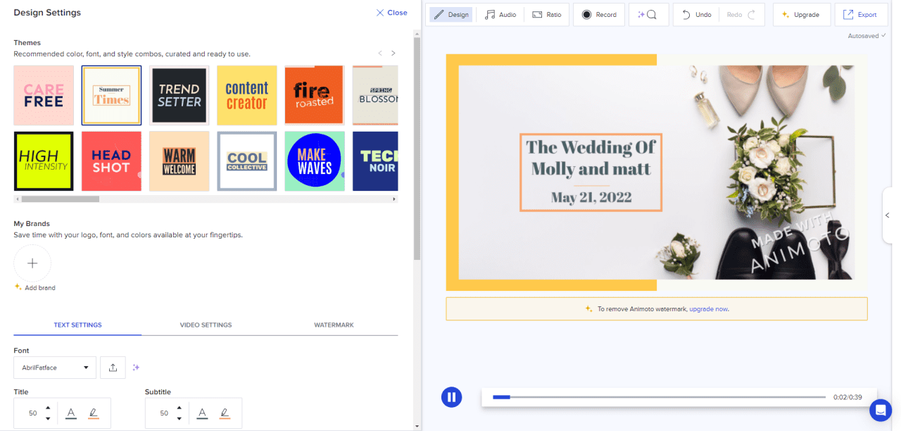 Animoto Interface