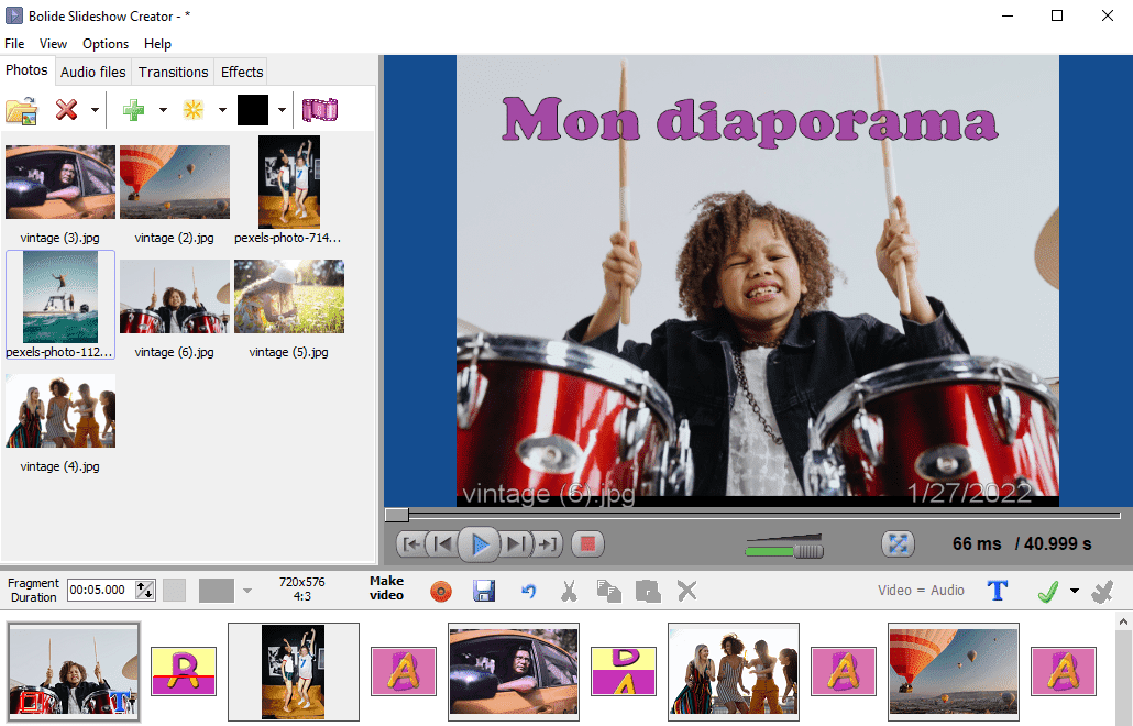 interface creation diaporama Bolide Slideshow Creator