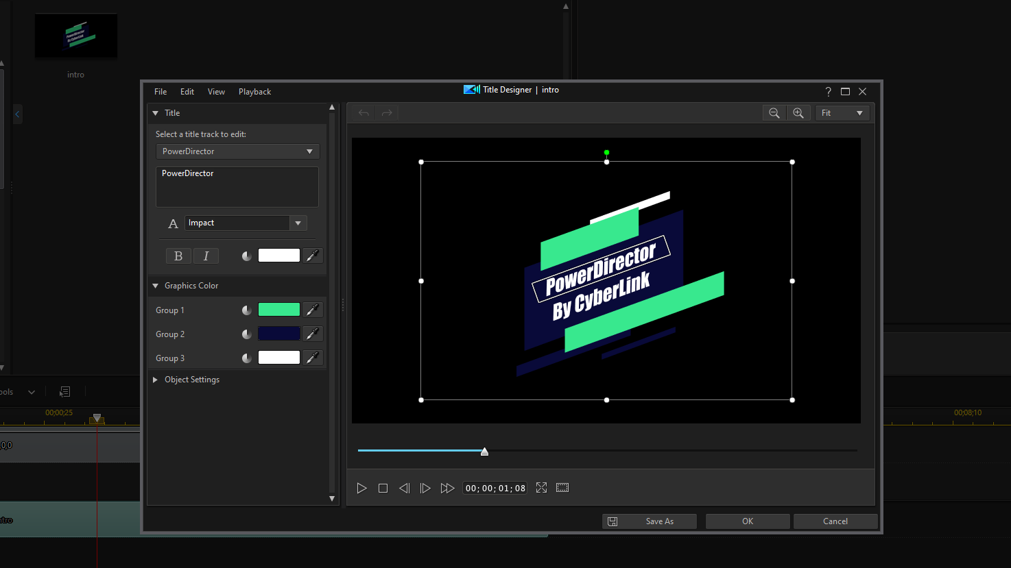 PowerDirector - Motion graphics title