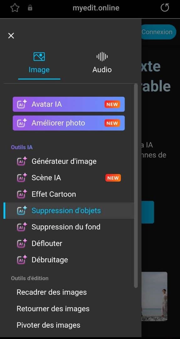 Enlever une personne sur un photo en ligne avec MyEdit